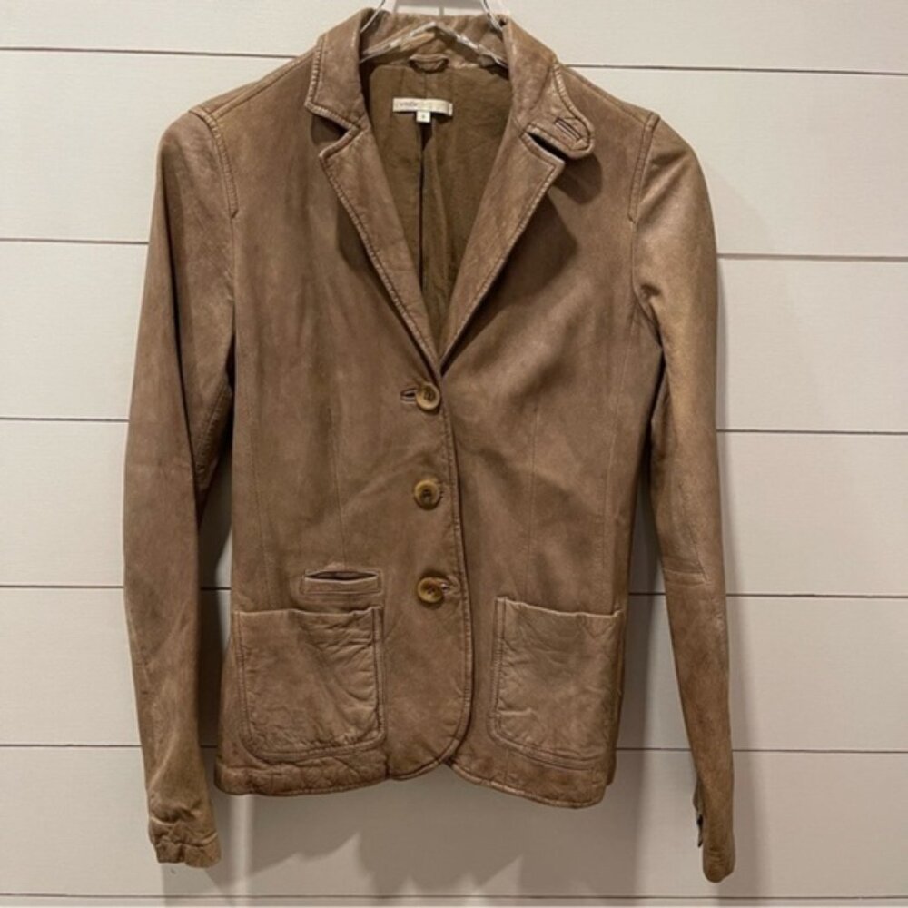 Vince Distressed English Lambskin Leather Jacket Womens Size 6